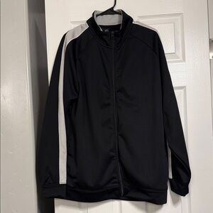 Sleek Black and White Windbreaker Jacket